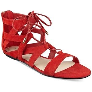 Red Gladiator flats